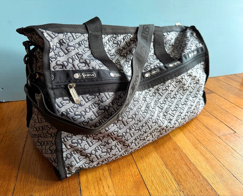 LESPORTSAC Black/White Logo Weekender Duffle sz Large